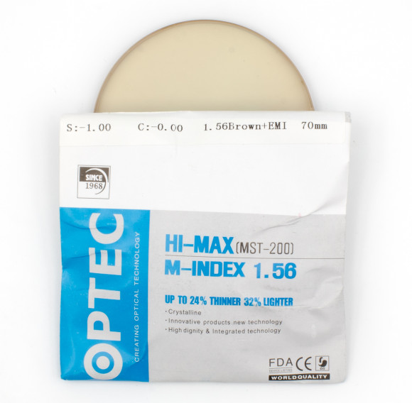 Полимерные линзы HI-MAX Optec Brown тонировка 24% 1.56  D70