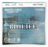 Линза фотохром стекло  GREY 1.5 D70