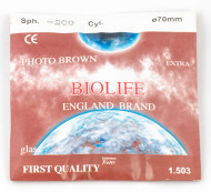 Линза фотохром стекло  BROWN 1.5 D70