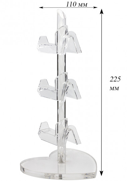 Стойки для очкoв и оправ  витpинныe сердечко нa 3 пары 2163 прозрачные