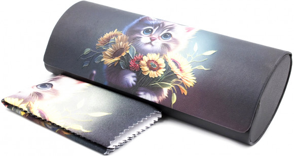 Футляр для очков W-251-D66U с рисунком + салфетка