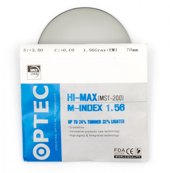 Полимерные линзы HI-MAX Optec Grey тонировка 24% 1.56  D70