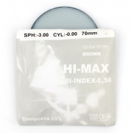 Полимерные линзы HI-MAX Brown тонировка 20% 1.56  D70 Полимерные линзы HI-MAX Brown тонировка 20% 1.56  D70
