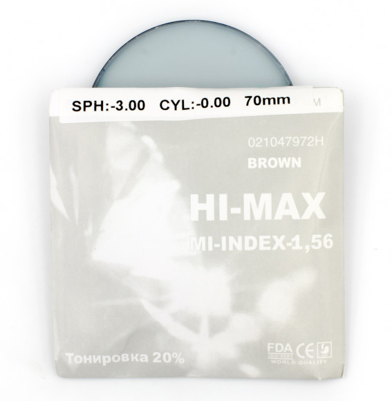 Полимерные линзы HI-MAX Brown тонировка 20% 1.56  D70