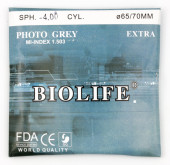Линза фотохром стекло  GREY 1.5 D70 Линза фотохром стекло  GREY 1.5 D70